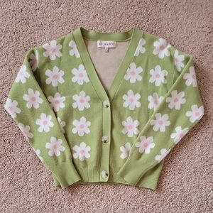 Willow & Wind Green Daisy Cardigan Size Small